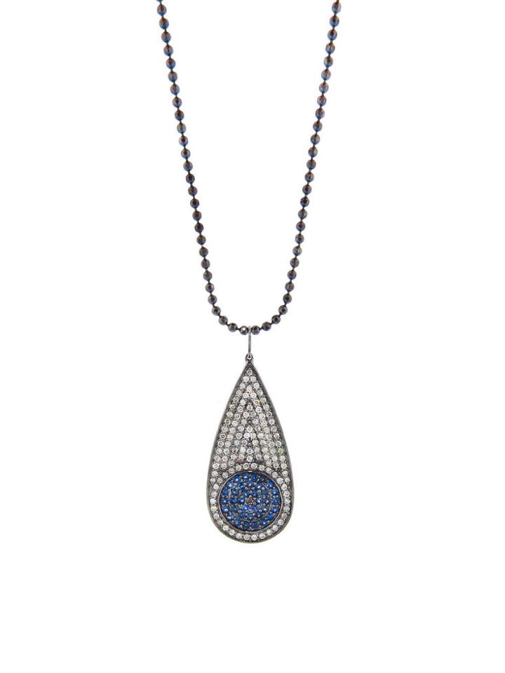 Sydney Evan Diamond And Sapphire Teardrop Eye Pendant
