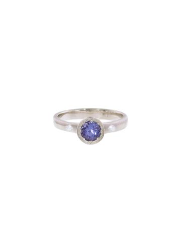 Adel Chefridi Round Blue Sapphire Ring - White Gold