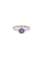 Adel Chefridi Round Blue Sapphire Ring - White Gold