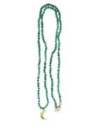 Andrea Fohrman Green Onyx Beaded Necklace With Crescent Moon Pendant