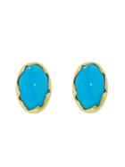 Annette Ferdinandsen Mini Turquoise Eggs - Designer Yellow Gold Earrings