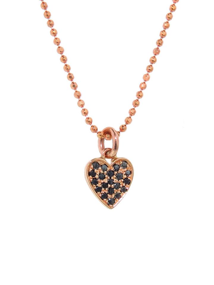 Jennifer Meyer Black Diamond Heart Necklace - Rose Gold