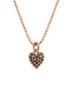 Jennifer Meyer Black Diamond Heart Necklace - Rose Gold