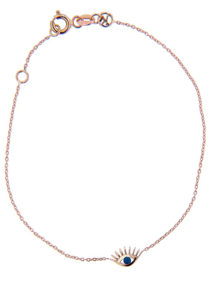 Kismet By Milka Small Evil Eye Bracelet - Blue Sapphire In Rose Gold