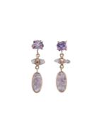 Melissa Joy Manning Scapolite, Sapphire, And Amethystine Agate Drop Earring