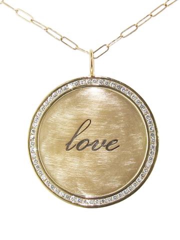Heather Moore Round Love Charm With Channel Set Diamonds - Yellow Gold