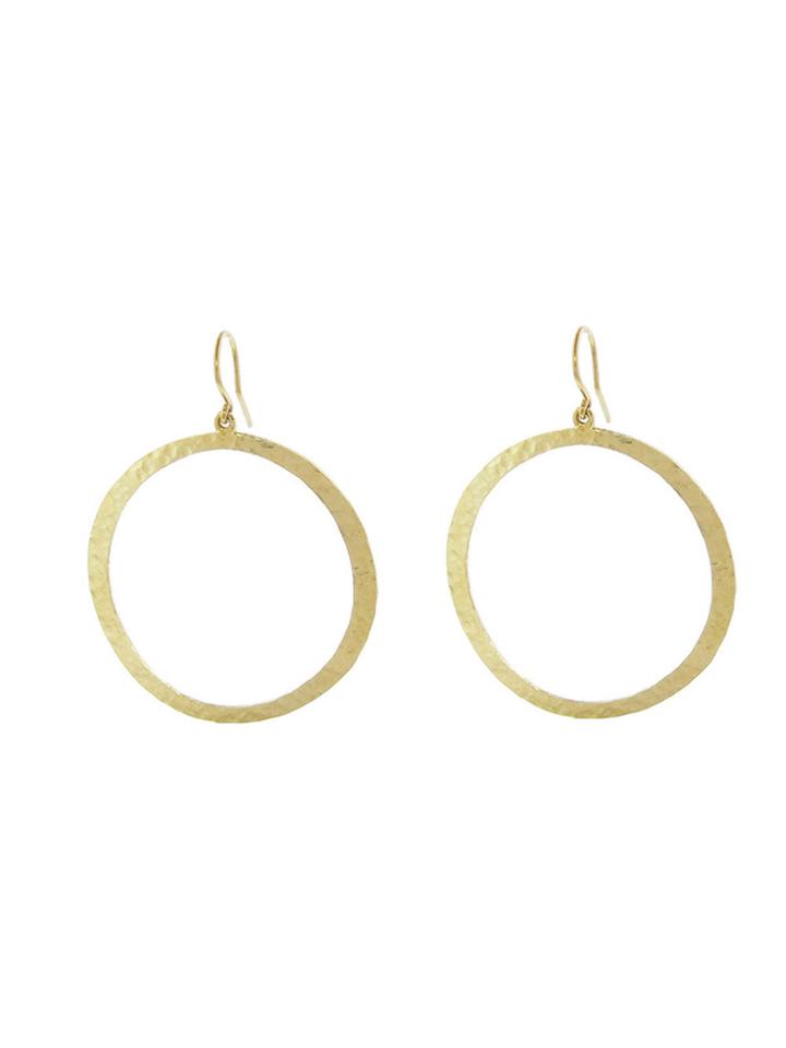 Jennifer Meyer Hammered Open Circle Earrings - Yellow Gold