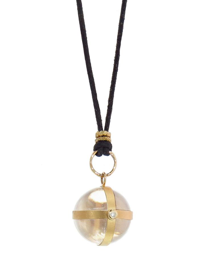 Jamie Joseph Gold Banded Rock Crystal Ball Pendant