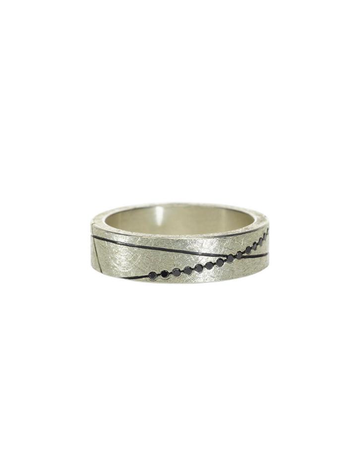 Todd Reed Sterling Silver Band With Black Brilliants
