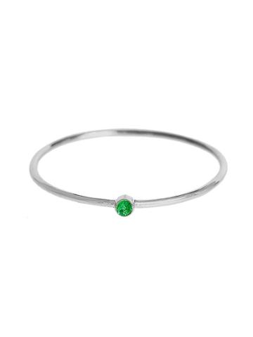 Jennifer Meyer Thin Emerald Stacking Ring - White Gold