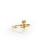 N+a New York Gold Bead And Freshwater Pearl Ring