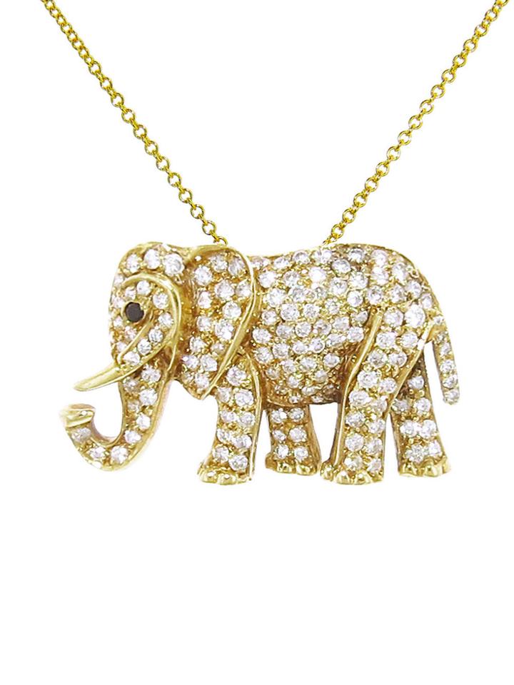 Jennifer Meyer Diamond Elephant Pendant - Yellow Gold