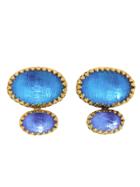 Larkspur & Hawk Small Handmade Tessa Button Earrings In Blue
