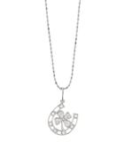 Sydney Evan Cut-out Horseshoe With Center Clover Charm - White Gold
