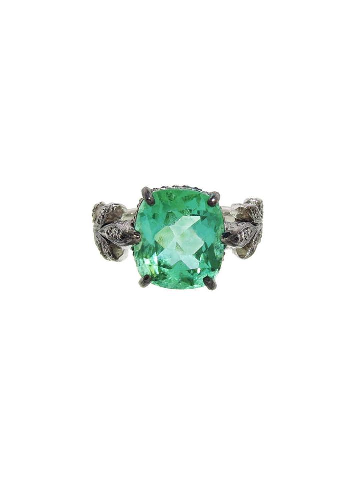 Cathy Waterman Emerald Leafside Ring - Platinum