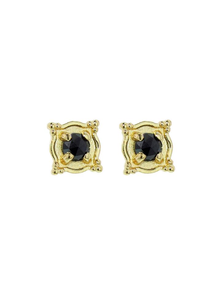 Megan Thorne Rose Cut Black Diamond Picture Frame Studs