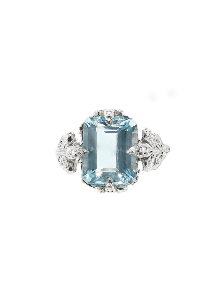 Cathy Waterman Aqua Oak Leaf Basket Ring With Diamonds