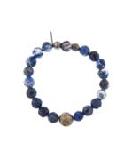 Catherine Michiels Faceted Sodalite Beaded Bracelet Pyrite Center