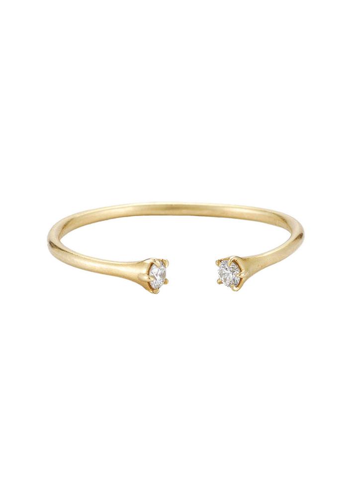 Jade Trau Fluted Band With Diamonds - Yellow Gold Ring