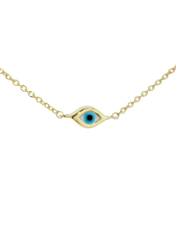Sydney Evan Mini Enamel Evil Eye Bracelet In Yellow Gold