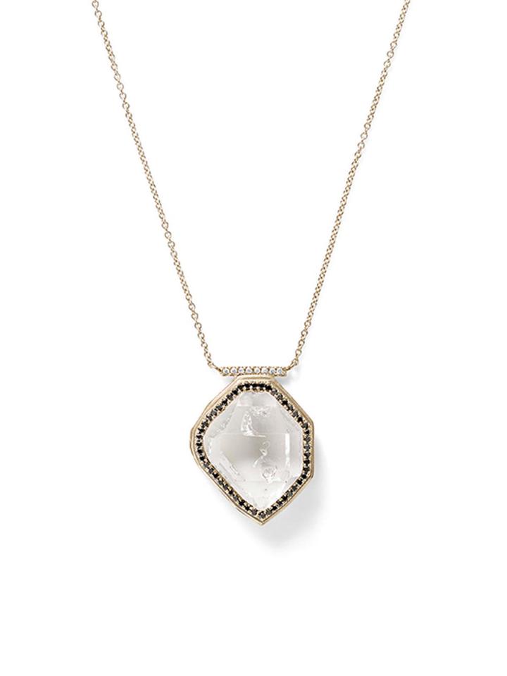 Monique Péan Irregular Quartz With Black And White Diamonds Necklace