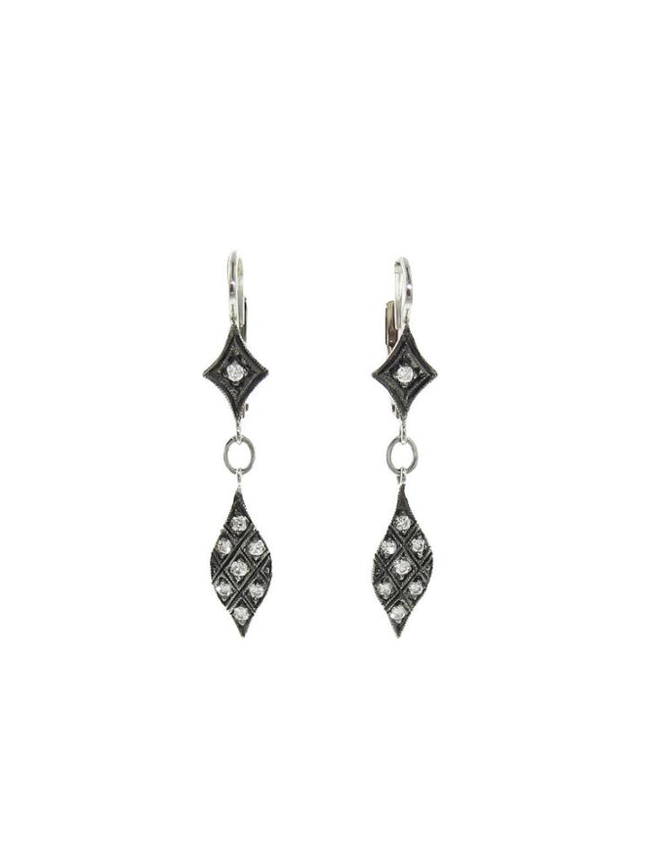 Cathy Waterman Small Blackened Acorn Drop Earrings With Diamonds