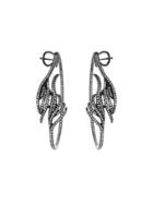 Arunashi Diamond Leaf Hoops - Blackened Gold