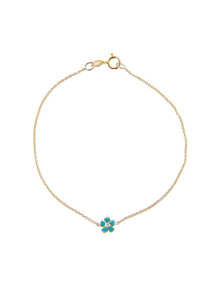 Jennifer Meyer Turquoise And Diamond Flower Bracelet
