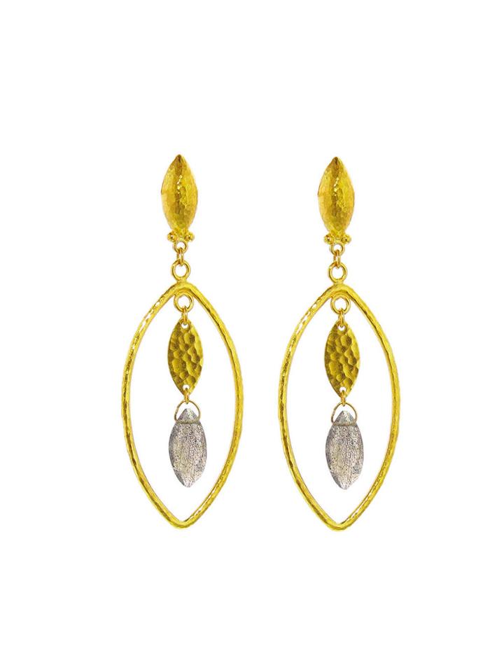 Gurhan Willow Bloom Double Drop Earrings With Labradorite