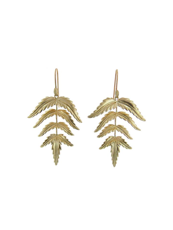 Annette Ferdinandsen Small Fern Earrings In Yellow Gold