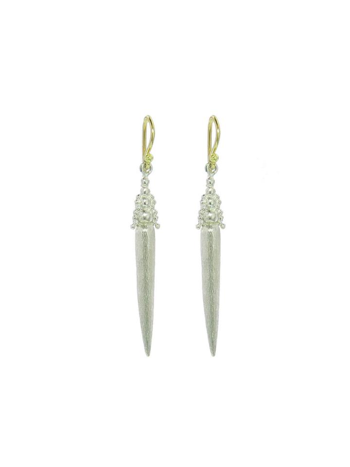 Erica Molinari Satin Granule Point Drop Earrings - Silver