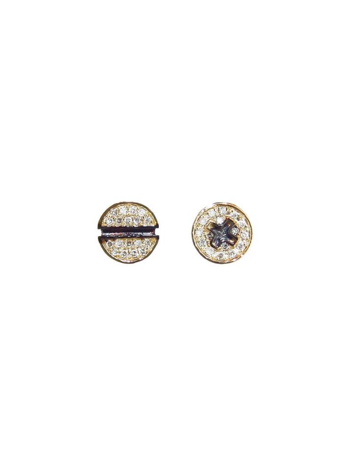 Sydney Evan Pave Screw Studs - Yellow Gold