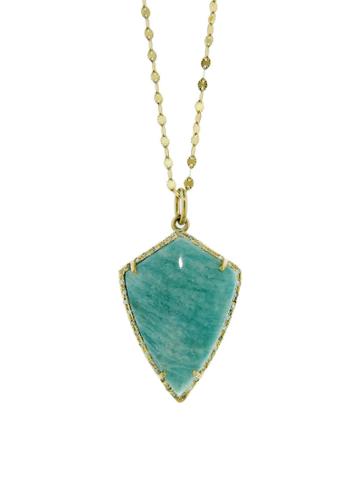 Royal Nomad Amazonite Shield Pendant With Diamonds