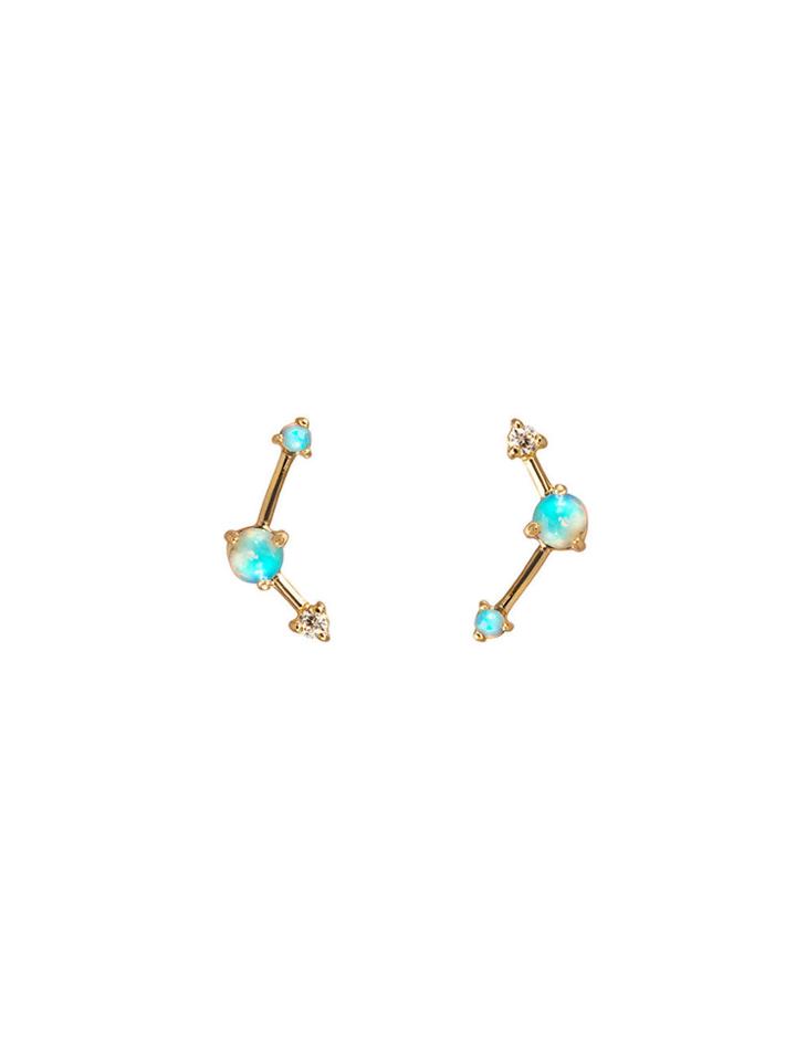 Wwake Three-step Balloon Earrings - Opal And Diamond