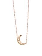 Andrea Fohrman Mini Pearl Crescent Moon Necklace - Rose Gold