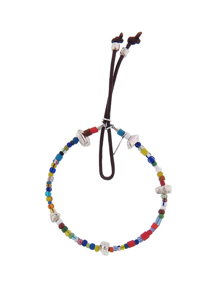 Catherine Michiels African Bead Bracelet With Sterling Pebbles