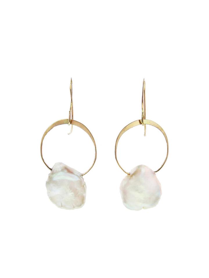 Melissa Joy Manning Keshi Pearl Drop Earrings - Gold