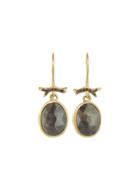 Annette Ferdinandsen Dark Grey Rustic Diamond Drop Earrings