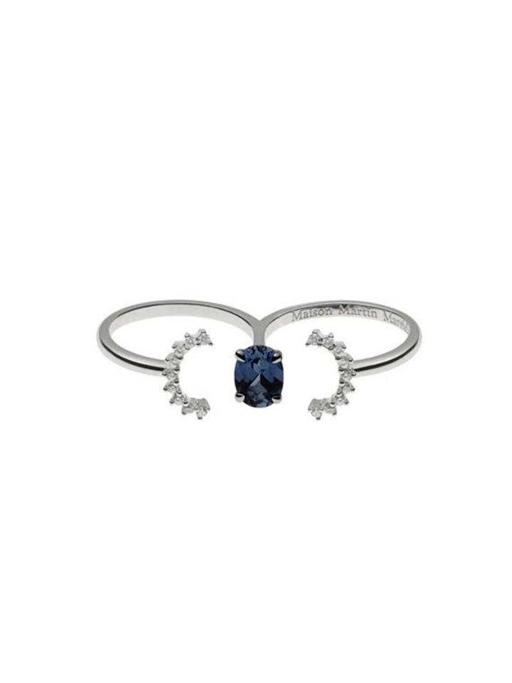 Maison Margiela Pompadour Deconstructed Double Ring With Sapphire