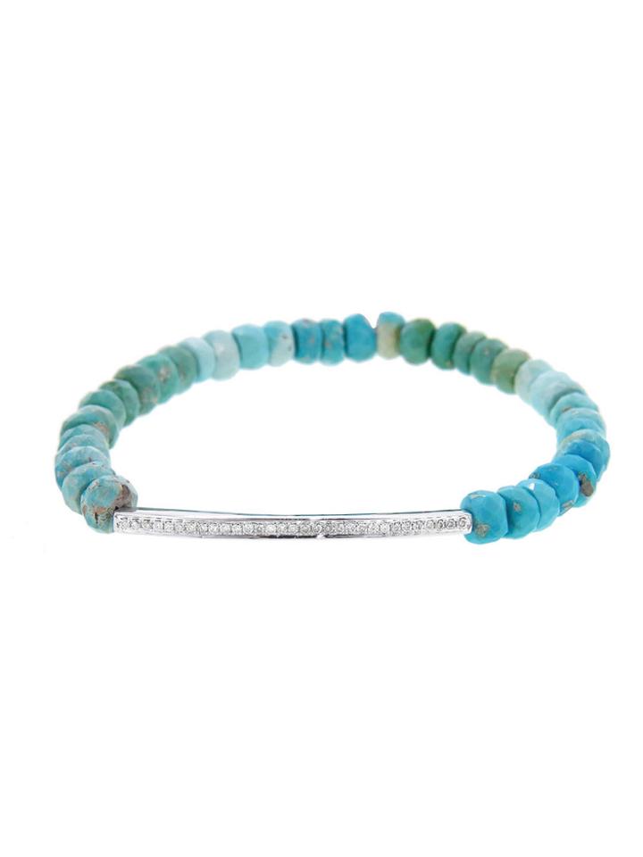 Sydney Evan Diamond Bar On Turquoise - White Gold