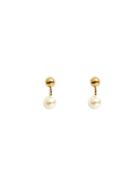 N+a New York Yellow Gold Ball And Pearl Post Earrings