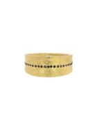 Todd Reed Graduated Wide Yellow Gold Ring With Black Diamonds
