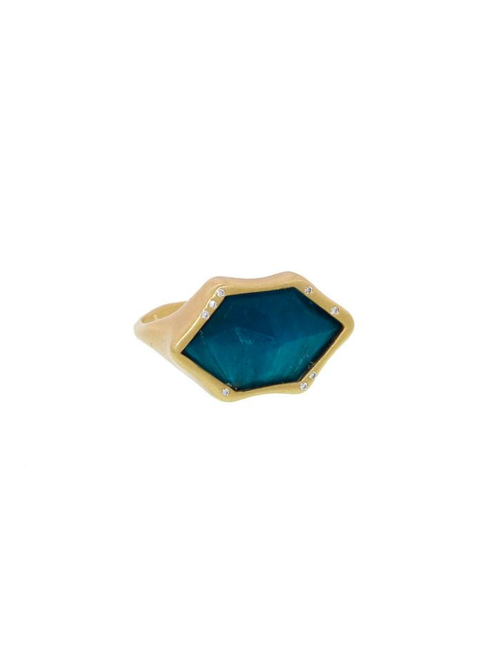 Monique Péan Faceted Cavansite And Diamond Sprinkle Ring