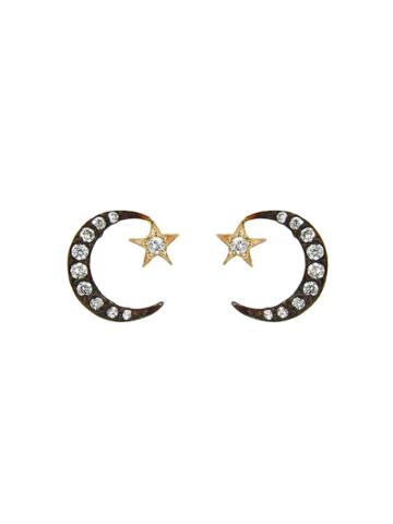 Blackbird And The Snow Crescent And Star Stud Earrings