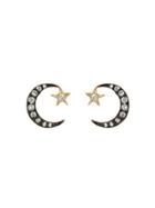 Blackbird And The Snow Crescent And Star Stud Earrings