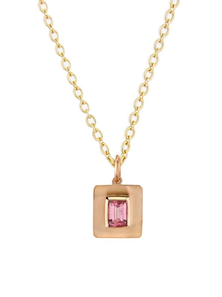 Irene Neuwirth Emerald Cut Pink Tourmaline Charm - Rose Gold