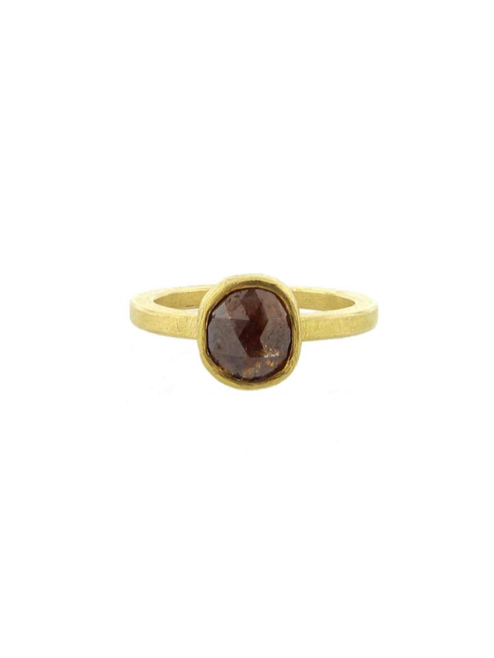 Todd Reed Red Diamond Fancy Cut Solitaire Ring In Yellow Gold