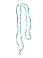 Andrea Fohrman Crescent Moon On Green Onyx Beaded Necklace - Yellow Gold
