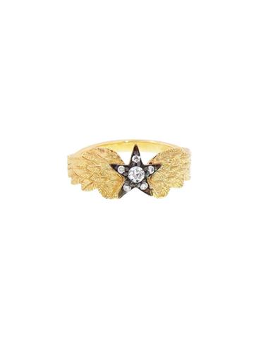 Blackbird And The Snow Winged Star Ring - Yellow Gold