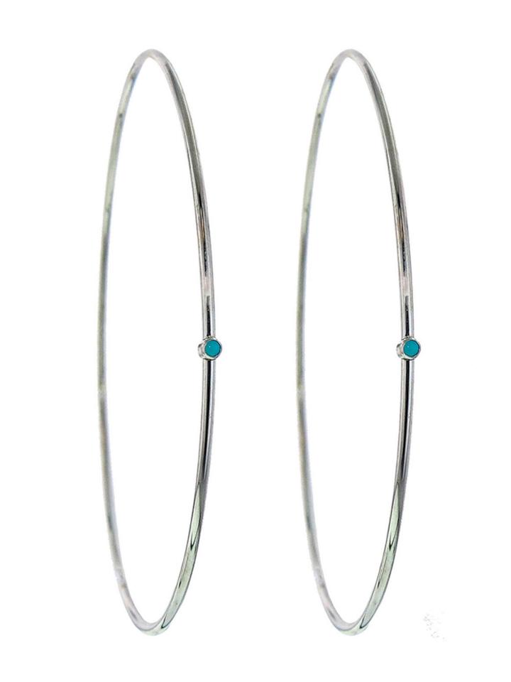 Jennifer Meyer Large Hoops With Turquoise - White Gold